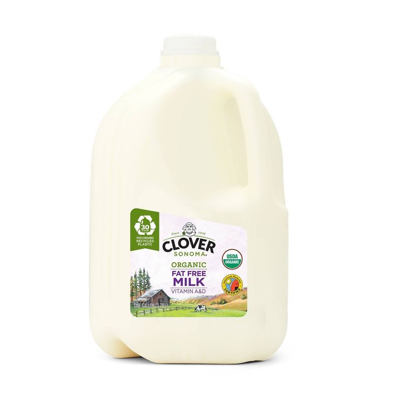 Clover Organic Farms Skim Milk - 1gal, 1 of 2