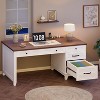 Executive Farmhouse Desk,53.54" Wooden Home Office Desk with Charging Station, File Cabinet & Drawers for Work/Study - 3 of 4