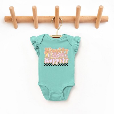 The Juniper Shop Hippity Hoppity Eggs Baby Flutter Sleeve Bodysuit