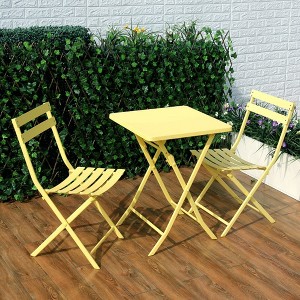 VYNXARIA 3 Piece Patio Bistro Set of Foldable Square Table and Chairs, Yellow - 1 of 4