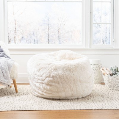 3 Leeson Faux Fur Bean Bag White - Christopher Knight Home : Target