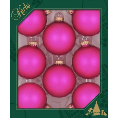 Christmas by Krebs 8ct Bubblegum Pink Matte Glass Christmas Ball Ornaments 2.5" (67mm)