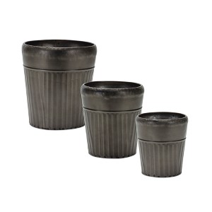 Melrose Pewter Metal Planter (Set of 3) - 1 of 4