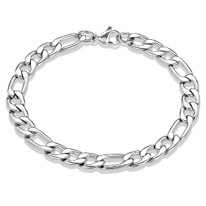 Crucible Men's Polished 8mm Figaro Chain Steel Bracelet - 8.25" - 1 of 4