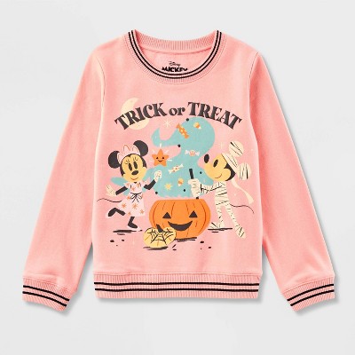 Kids' Mickey & Minnie Trick-or-Treat Crewneck Sweatshirt - Pink
