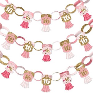 Big Dot of Happiness Sweet 16 - 90 Chain Links and 30 Paper Tassels Decoration Kit - 16th Birthday Party Paper Chains Garland - 21 feet - 1 of 4