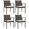 vidaXL Patio Dining Set Table and Chair with Cushions Poly Rattan and Steel - Brown 63" Table Length 4 Chairs - 4 of 4