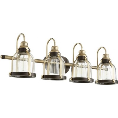 Quorum Lighting Banded Dome 4 - Light Vanity in  Aged Brass/Oiled Bronze