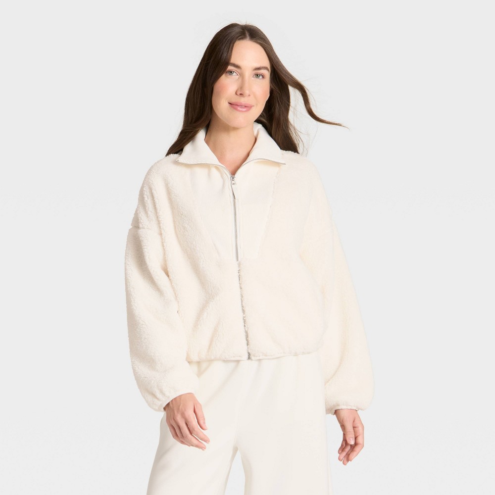 Women's High Pile & Ribbed Mix Jacket - All In Motion™ Cream M