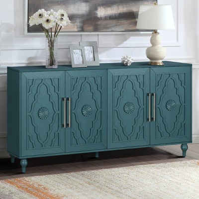 Wooden Storage Cabinet with Carved Flower Doors Mordern Sideboard Console with Adjustable Shelves for Living Room, Kitchen,Entryway-Tanpinhause