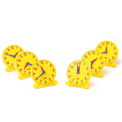 Learning Advantage Geared 12-Hour Time Clock, Student Size, Set of 6