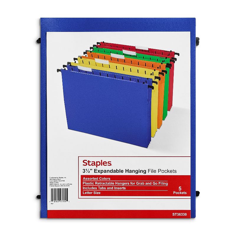 MyOfficeInnovations Poly Expanding Hanging File Folders Letter Size Assorted 5/PK 706811, 5 of 6