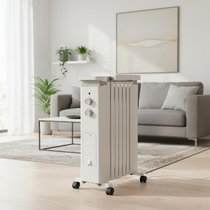 Gymax 1500W Oil-Filled Radiator Space Heater w/ Humidification Box Electric Portable Heater w/ 3 Heat Setting Overheat & Top-Over Protection - 1 of 4