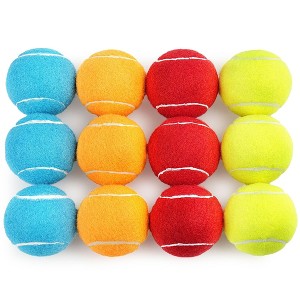 Prime Pets Tennis Balls for Dogs, 12 Pack 2.5 in Squeaky Rubber Doggie Exercise Toys - 1 of 4
