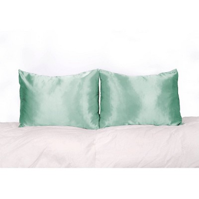 ROOM ESSENTIAL TARGET GREEN & TAN MINT LEAF LEAVES STANDARD PILLOWCASES PAIR 