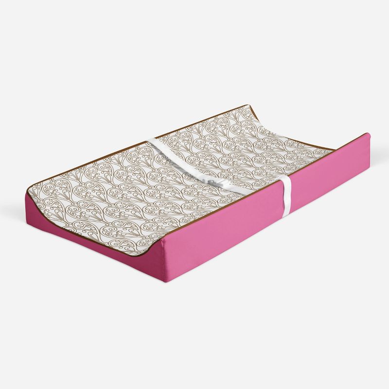 Bacati - Damask Pink/Choco Changing Pad Cover, 2 of 10
