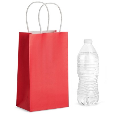 Red Small Paper Gift Bags with Handles, 25-Pack