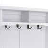 NicBex Hall Tree with Bench Multifunctional Design Coat Rack with 4 Hooks, Storage Bench and Shoe Storage for Hallway, Living, White - 4 of 4
