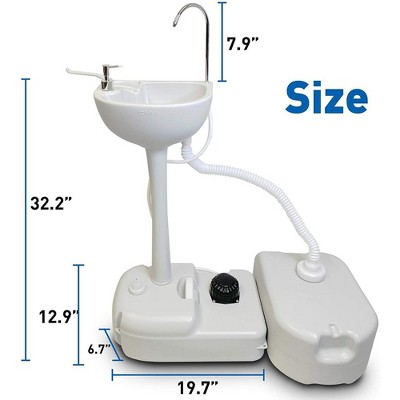 White Freestanding Portable Handwash Sink with Sewage Tank
