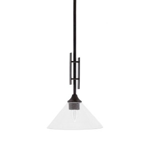 Toltec Lighting Uptowne 1 - Light Pendant in  Dark Granite with 10" Clear Bubble Shade - 1 of 1