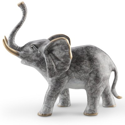 SPI Home Bellowing Elephant Brass Sculpture Wildlife Accent for Safari-Inspired Decor, 8" Tall