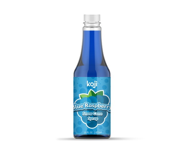 Koji Blue Raspberry Flavored Syrup for Snowcones - 16oz