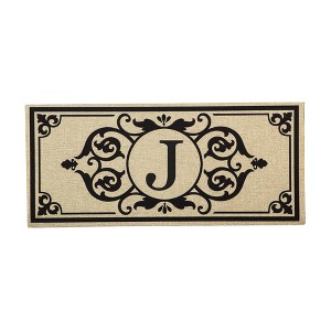 Evergreen Flag Cambridge Monogram Burlap Sassafras Switch Mat, Letter J - 1 of 4