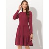 Allegra K Women's Knitted Crewneck Long Sleeves Fit and Flare Sweater Dress - 2 of 4