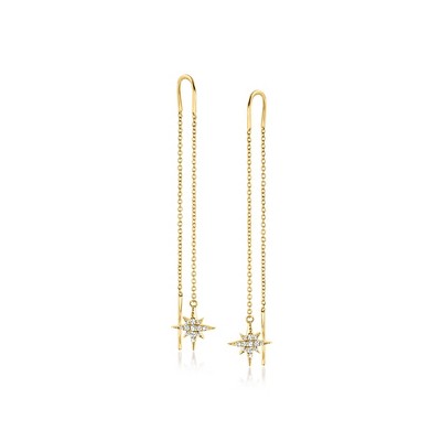 RS Pure by Ross-Simons 0.10 ct. t.w. Diamond North Star Threader Drop Earrings in 14kt Yellow Gold