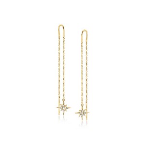 RS Pure by Ross-Simons 0.10 ct. t.w. Diamond North Star Threader Drop Earrings in 14kt Yellow Gold - 1 of 4