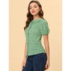 Allegra K Women's Floral Pleated Collar Puff Sleeves Button Down Shirt - 3 of 4