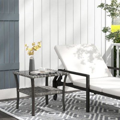 NicBex Ceramic Garden Stool with Double-Coin Knotted Ring Design, Outdoor Side Table for Patio, Versatile Patio End Table, Decorative Outdoor Table
