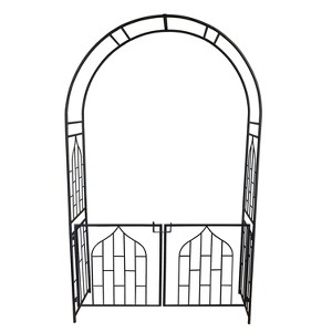 Garden Gateway Collection – Black Steel Arch, Gate & Arch + Gate Combo - 1 of 3