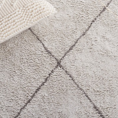 Grey and Ivory Hand-Knotted Washable Area Rug, 5' x 8'