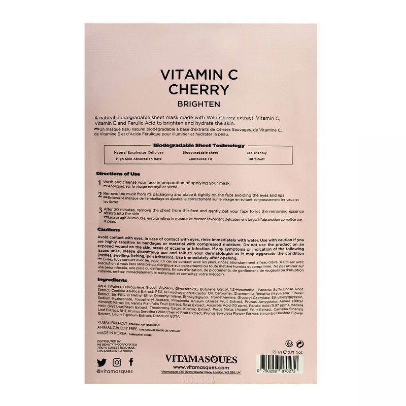 Vitamasques Vitamin C Cherry Sheet Mask - 0.71 fl oz, 5 of 7
