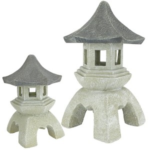 Design Toscano Pagoda Lantern Sculpture: Set of Medium and Large - 1 of 4