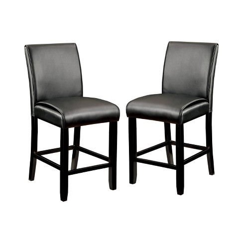 Set Of 2 Bailey Ii Leatherette Parson Counter Height Barstools Black ...