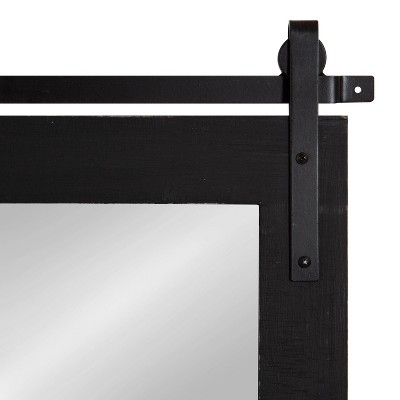 Black Wood Rectangular Barn Door Wall Mirror