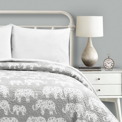 Full Gray Elephant Parade Sherpa Fleece Blanket