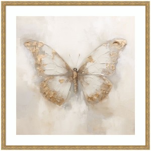 Kate and Laurel Framed Art Butterfly Neutral 2 by The Creative Bunch Studio, 34x34, Mila Dark Gold - 1 of 4