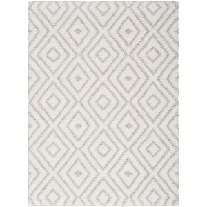 Nourison Modern Shag 5'3" x 7' Ivory Silver Indoor Rug - 1 of 4