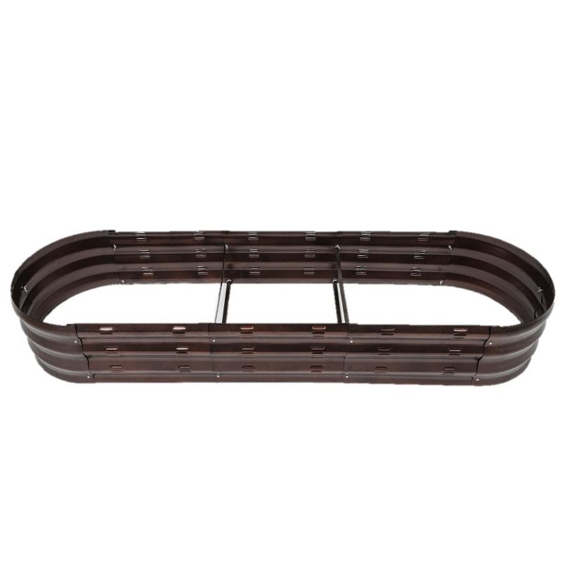 LuxenHome 5.5-Ft Oval Brown Metal Raised Garden Bed Planter, 1 of 16