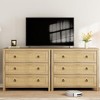 Rattan Dresser for Bedroom, 47.2" Wide Dresser, Boho Wide Drawer Dresser with Storage, Wooden Closet Dressers Chest of Drawers Freestanding - 3 of 4