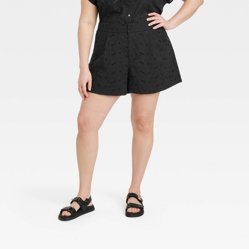 Women's High-rise Eyelet Shorts - A New Day™ Black 20 : Target