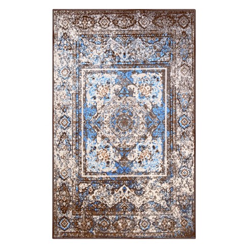 Vintage Traditional Medallion Scroll Non-Slip Washable Indoor Runner or Area Rug by Blue Nile Mills - image 1 of 4