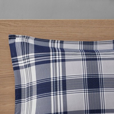 Navy Plaid Reversible Microfiber Queen Bed in a Bag Set
