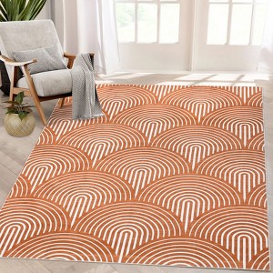 Machine Washable Area Rug Modern Abstract Decorative Non Slip Backing Low Pile Contemporary Lines Rugs - 1 of 4