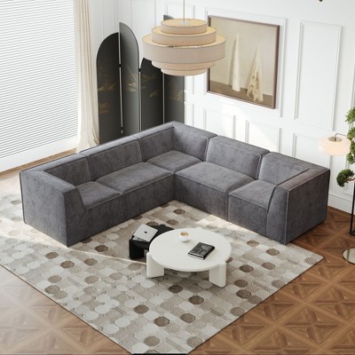 106” Chenille L-Shaped Sectional Sofa: 5-Piece Modular, Foam-Filled, Luxury Design - Perfect for Living Room and Bedroom