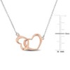 EVERLY JEWELRY | Two-Tone Yellow Pink Double Heart Necklace with chain - 17.5 in - 3 of 4