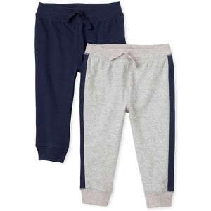The Children's Place Baby Side Stripe And Solid Knit Pants 2-Pack - 1 of 4
